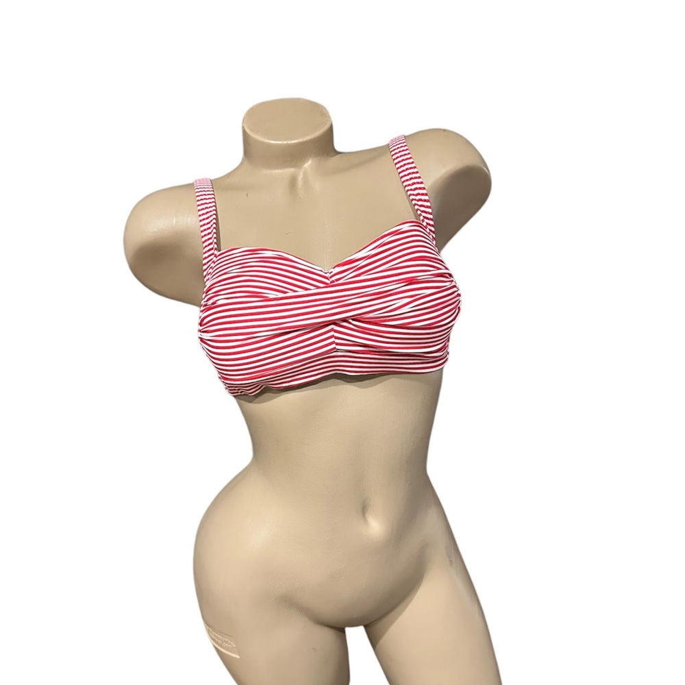 Niptuck Swim Red White Stripe Top Multifit Cup Sz 6 NEW NWOT Nip Tuck